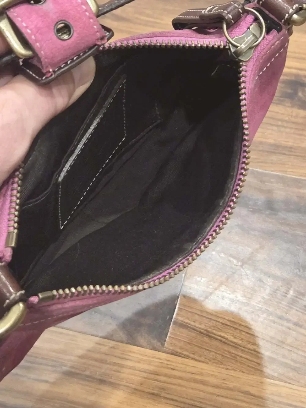 Vtg Y2K Coach Soho Suede Buckle Mini Flap Shoulder Bag Pink Magenta 90s Handbag